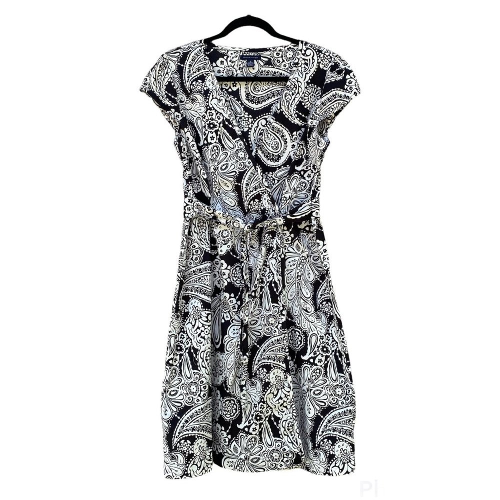 TOMMY HILFIGER Black White Wrap Dress